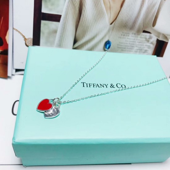 Tiffany Return to Tiffany Mini Double Heart Tag Pendant Red